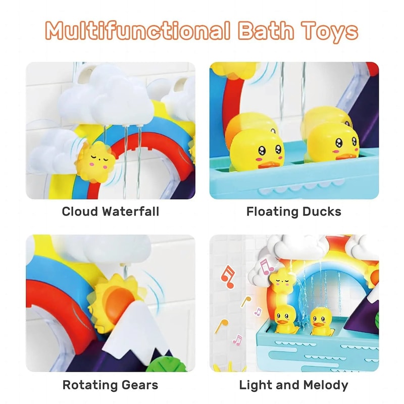 Bath Duck Toy With Rainbow Light And Music Toddlers Bathtub Toy Educational Water Game 2