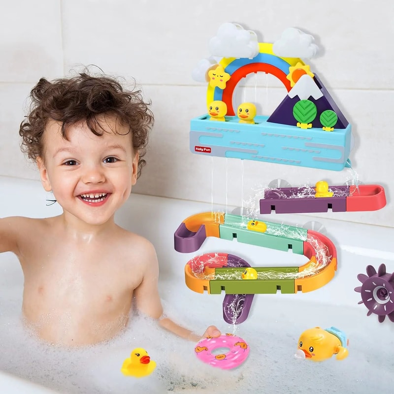 Bath Duck Toy With Rainbow Light And Music Toddlers Bathtub Toy Educational Water Game 4