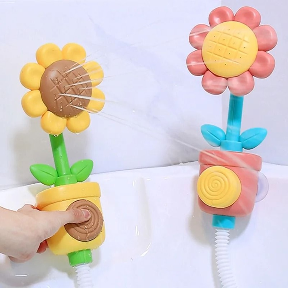 Baby Shower Bath Toy Sprinkler Head Spray Water Sunflower Manual Device For Kids Gift 0