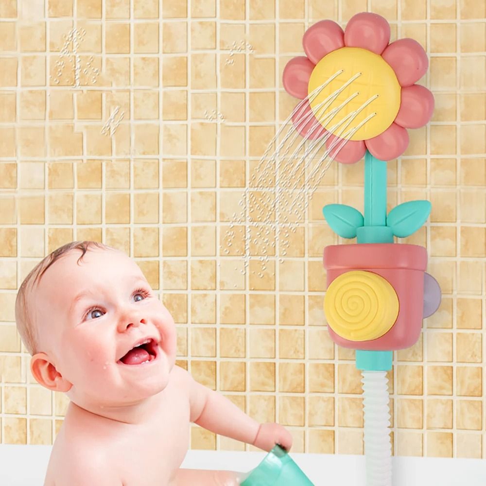 Baby Shower Bath Toy Sprinkler Head Spray Water Sunflower Manual Device For Kids Gift 4