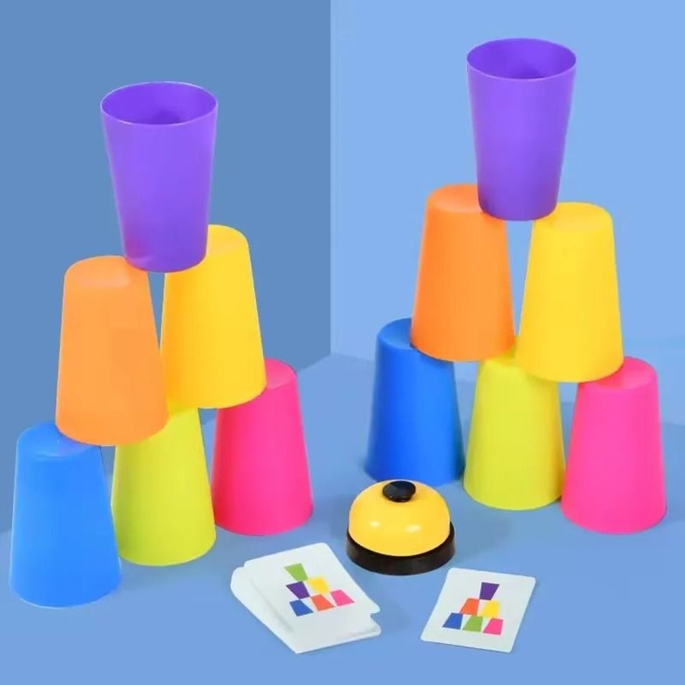 Montessori Toys Stack Cup Game With Card Educational Logic Training Children Gift 1