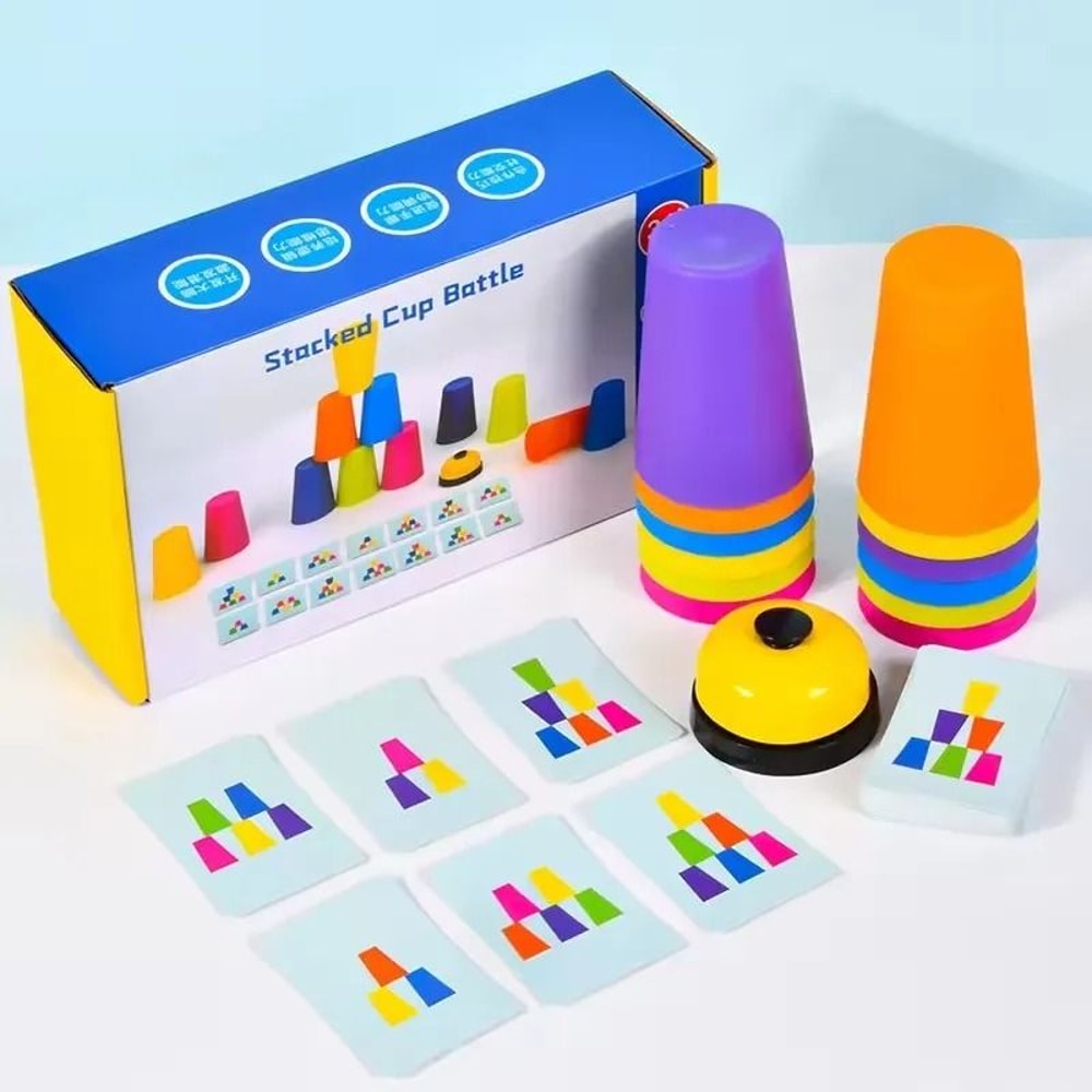 Montessori Toys Stack Cup Game With Card Educational Logic Training Children Gift 2