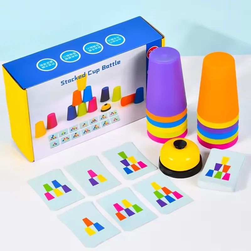 Montessori Toys Stack Cup Game With Card Educational Logic Training Children Gift 2