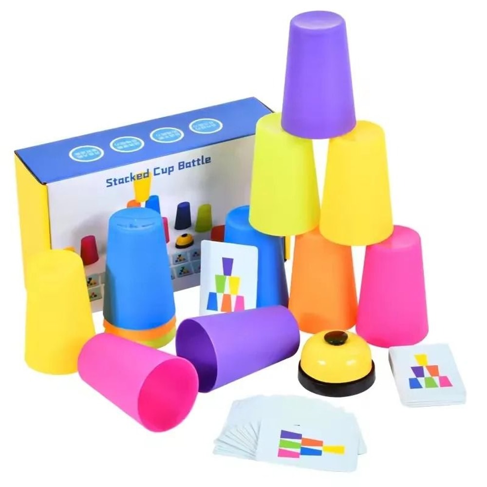 Montessori Toys Stack Cup Game With Card Educational Logic Training Children Gift 4