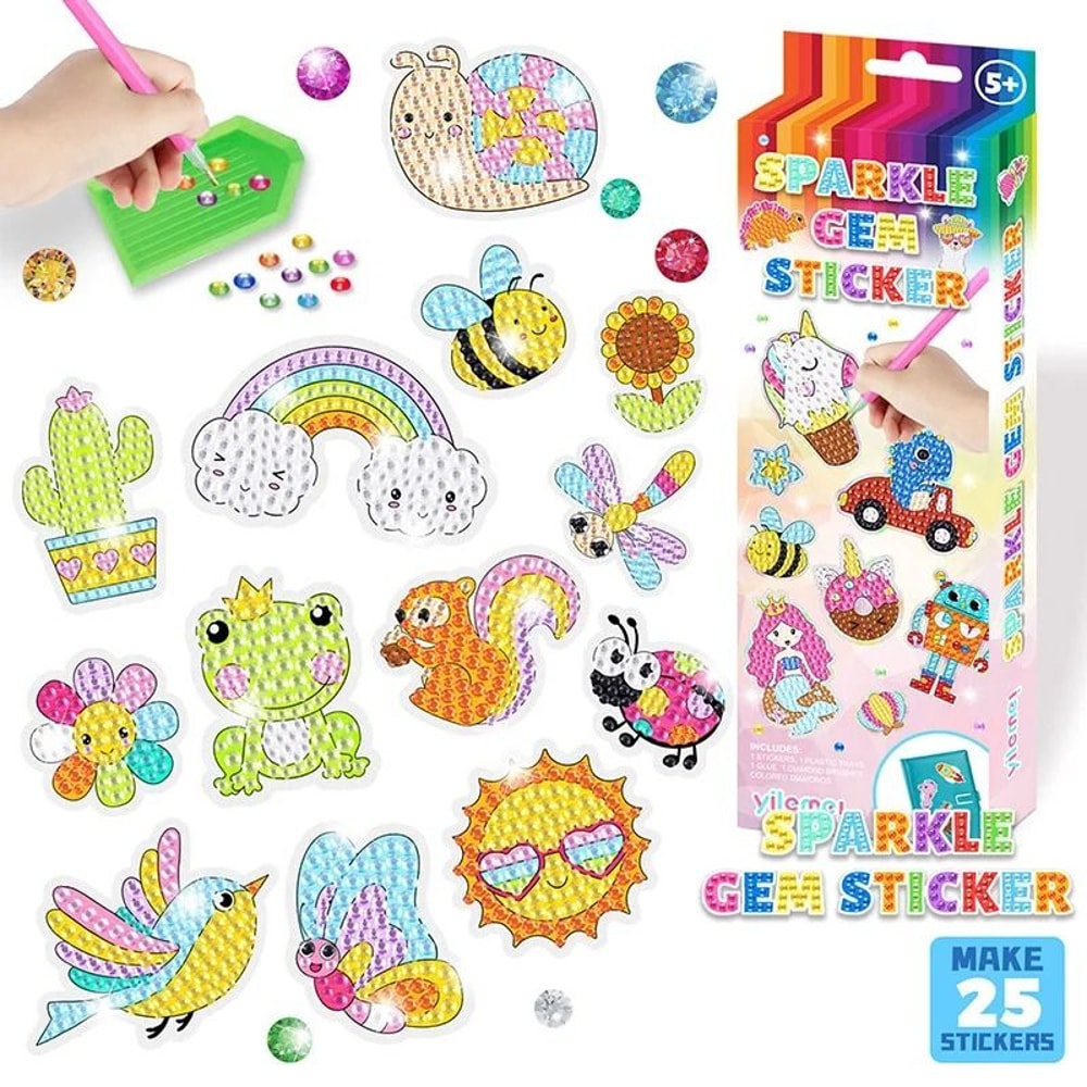GEM 5D Diamond Painting Kit For Kids Handmade DIY Painting Tools Stickers Cute Art Crafts 2