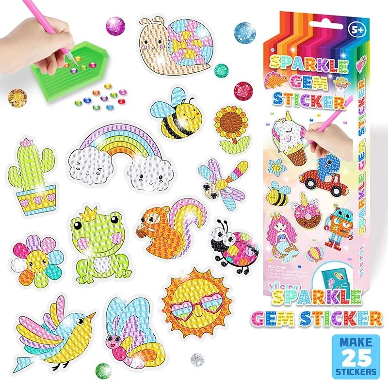 GEM 5D Diamond Painting Kit For Kids Handmade DIY Painting Tools Stickers Cute Art Crafts 2