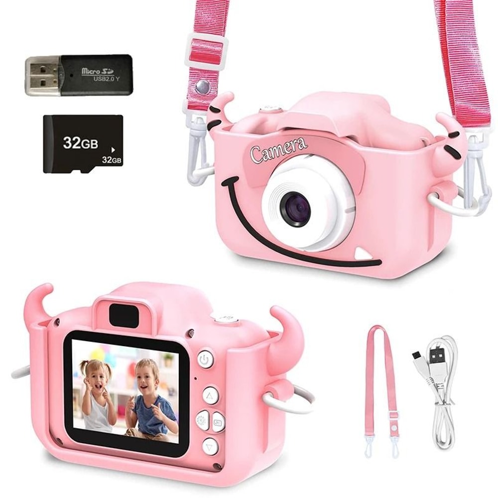 Kids Camera HD Digital Video Toddler Camera With Silicone Cover 32GB SD Card 9