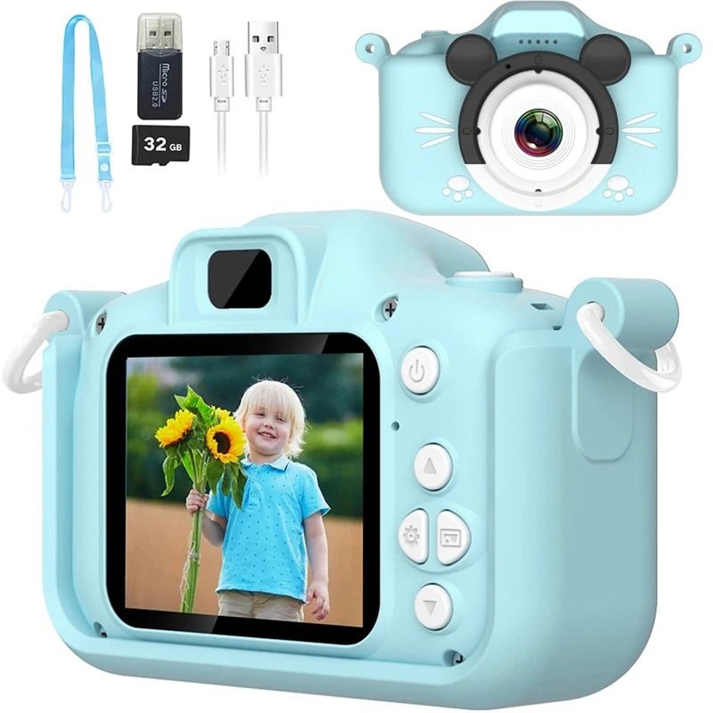 Kids Camera HD Digital Video Toddler Camera With Silicone Cover 32GB SD Card 11