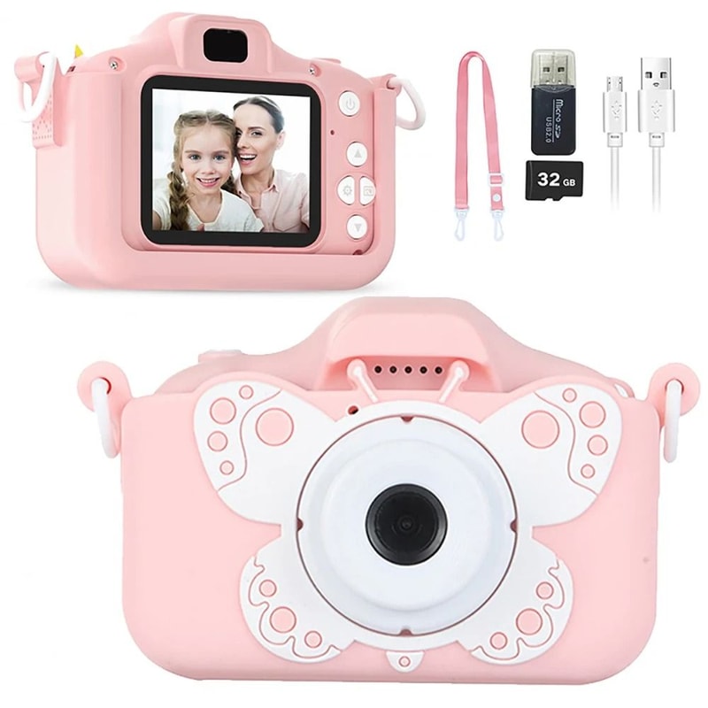 Kids Camera HD Digital Video Toddler Camera With Silicone Cover 32GB SD Card 12