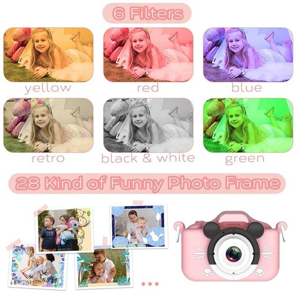 Kids Camera HD Digital Video Toddler Camera With Silicone Cover 32GB SD Card 5