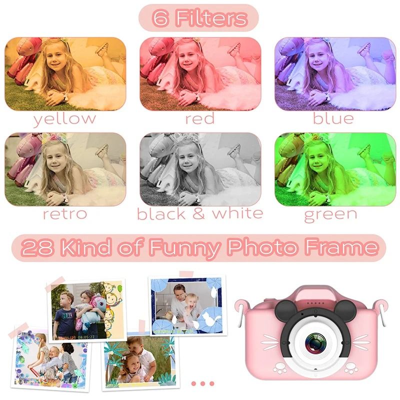 Kids Camera HD Digital Video Toddler Camera With Silicone Cover 32GB SD Card 5