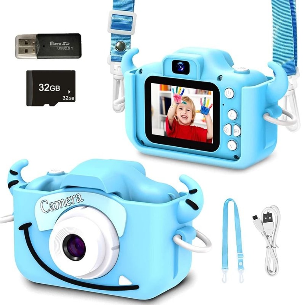 Kids Camera HD Digital Video Toddler Camera With Silicone Cover 32GB SD Card 6
