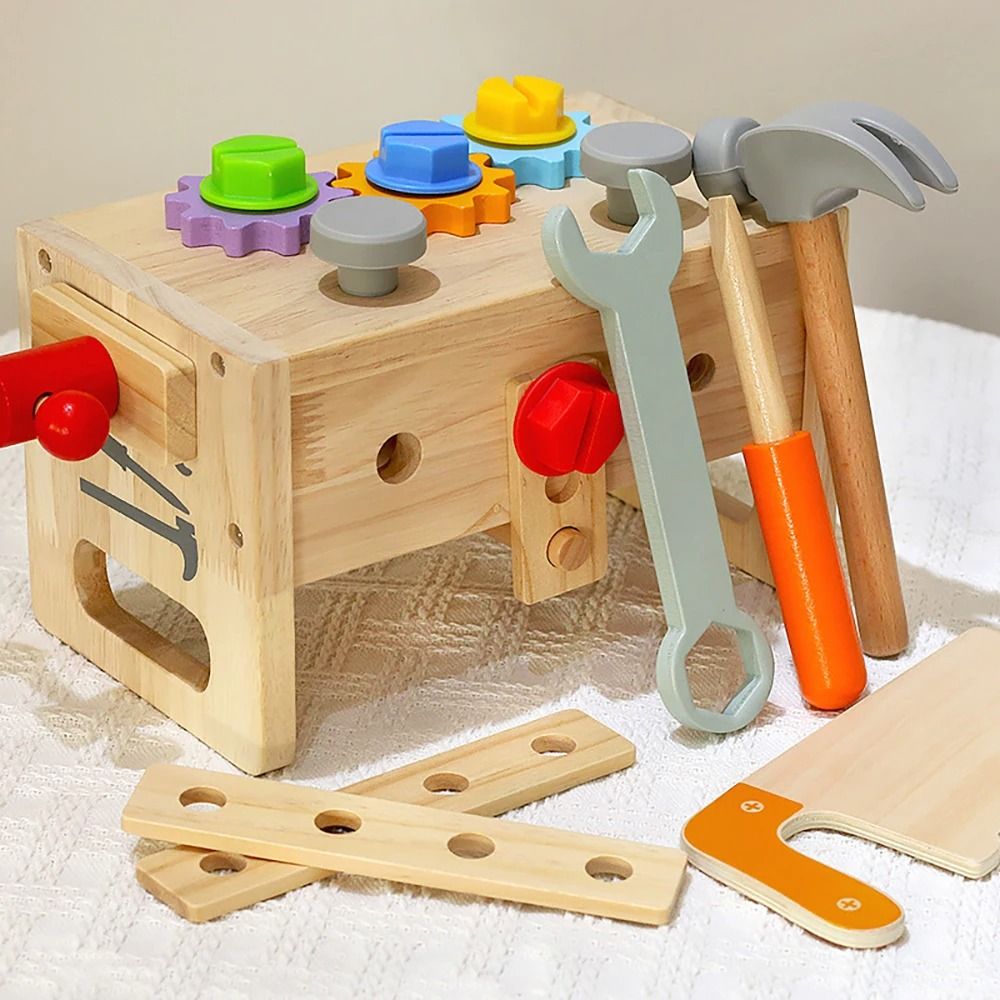 Kids Tool Bench Wooden Set Toys Montessori Workbench Construction STEM Educational Gifts 5