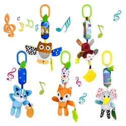 soft animal hanging handbells rattles plush sensory toy with teether for newborn gifts