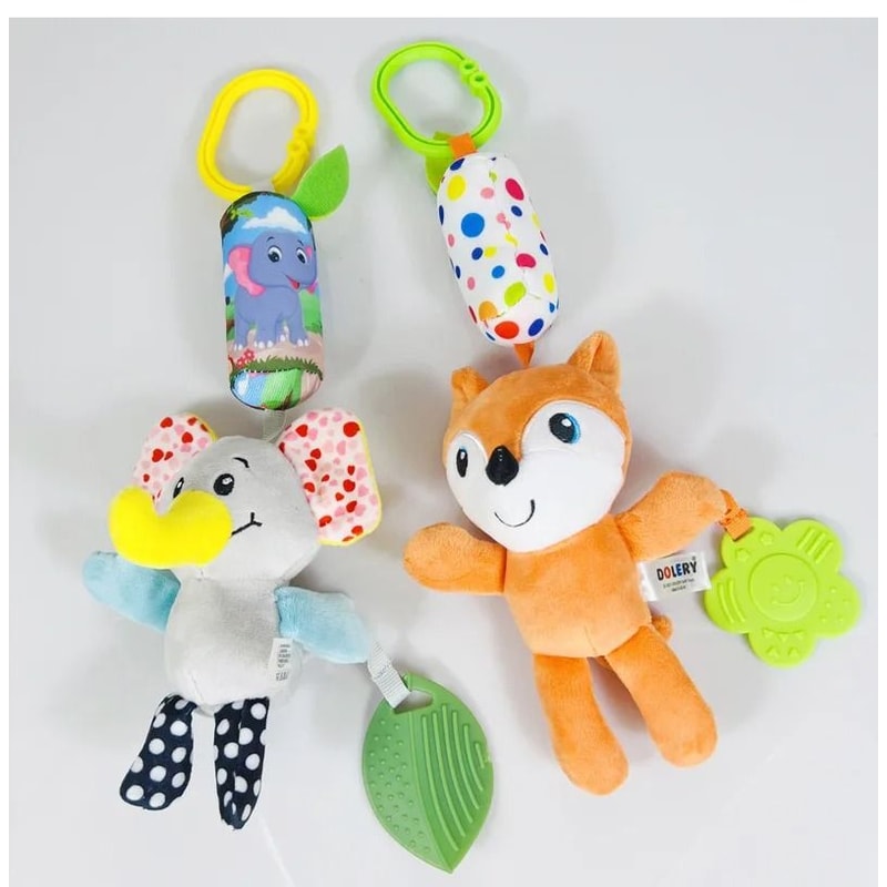 Soft Animal Hanging Handbells Rattles Plush Sensory Toy With Teether For Newborn Gifts 3