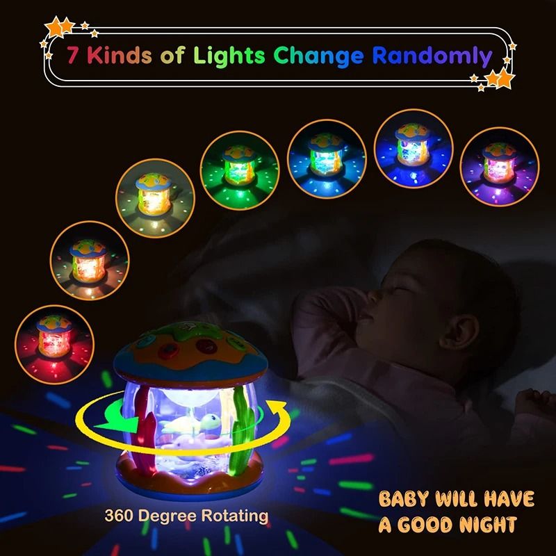 Baby 4 In 1 Tummy Time Crawling Toy Early Learning Sea Animals Sensory Musical Projector 1