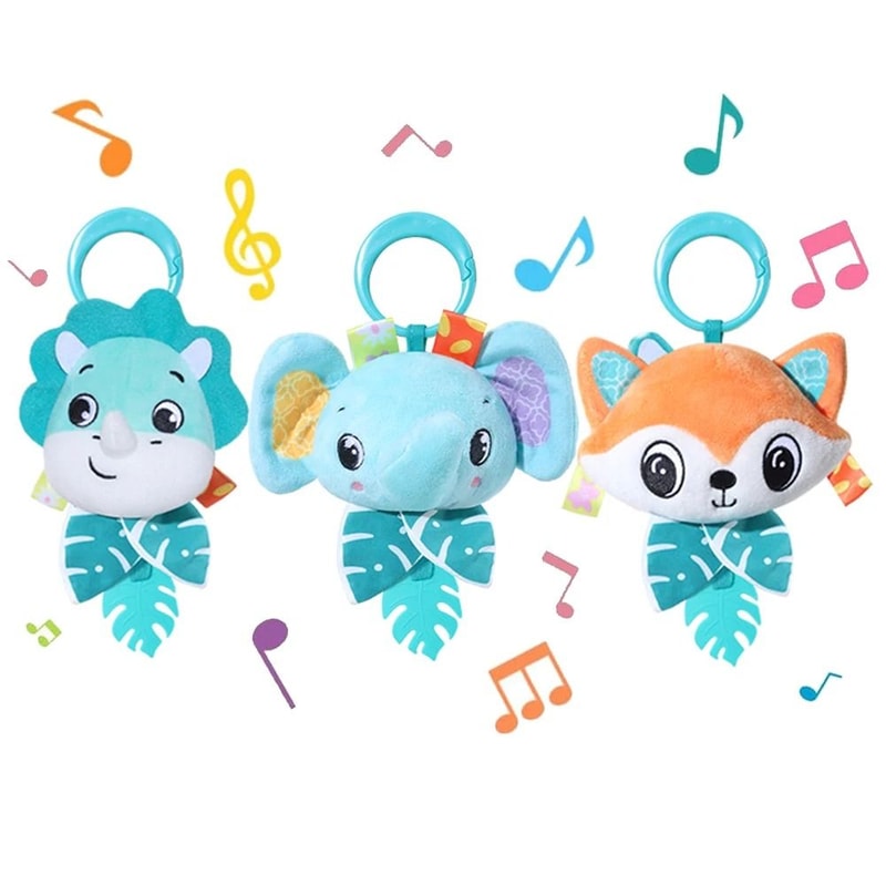 Baby Toy Cartoon Animal Stuffed Hanging Rattle Toys For Crib Car Seat And Stroller 0