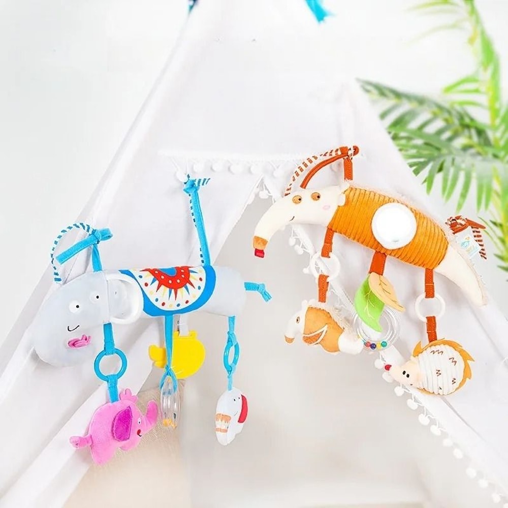Baby Car Seat Stroller Activity Hanging Toy Infant Soft Plush With Wind Chimes 3