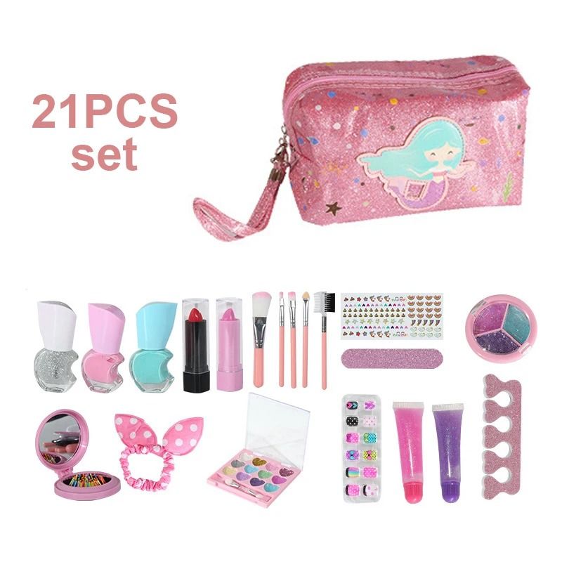 Fashion Kids Cosmetics Make Up Set Safe Washable Princess Beauty Pretend Play Toys 7