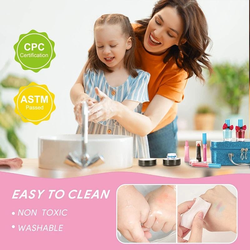 Kids Makeup Kit For Girl Real Washable Makeup Set Princess Pretend Play Birthday Gift 3