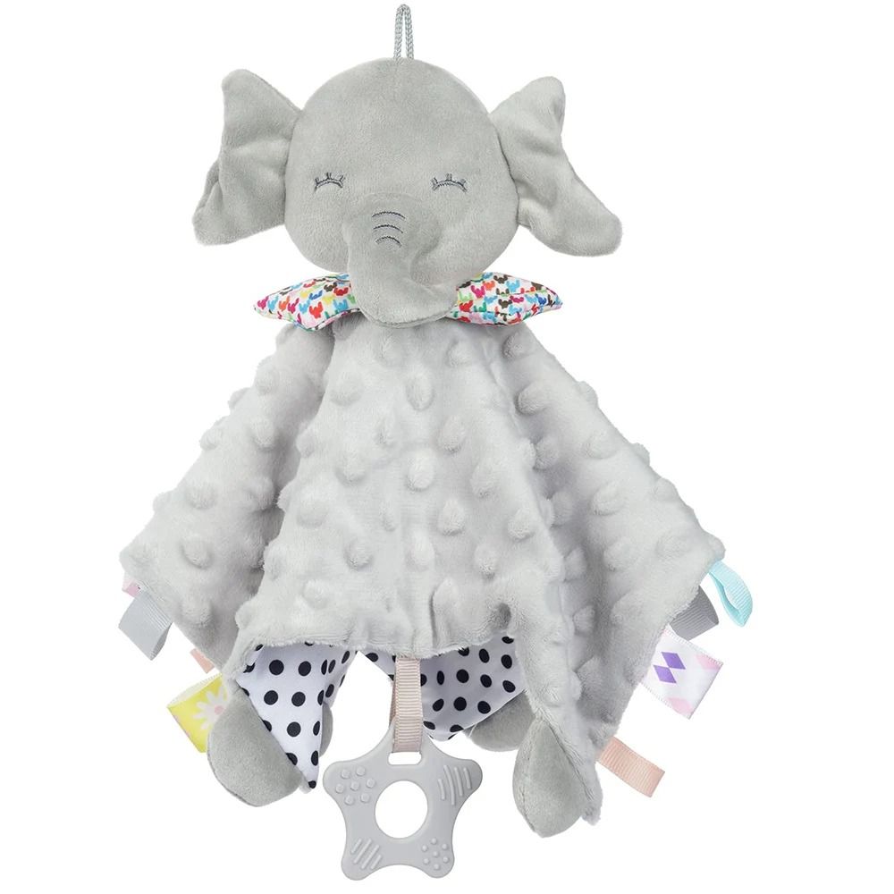 Baby Security Blanket Elephant With Tags Teether Rattles Soft Snuggle Stuffed Animal 0