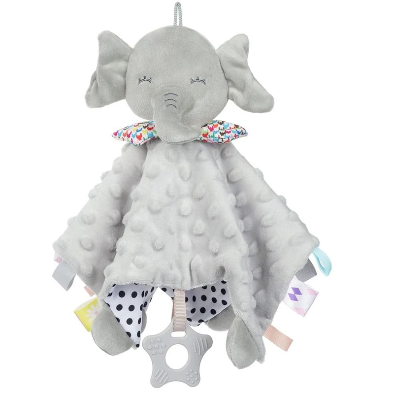 Baby Security Blanket Elephant With Tags Teether Rattles Soft Snuggle Stuffed Animal 0
