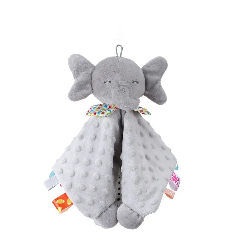 Baby Security Blanket Elephant With Tags Teether Rattles Soft Snuggle Stuffed Animal 11