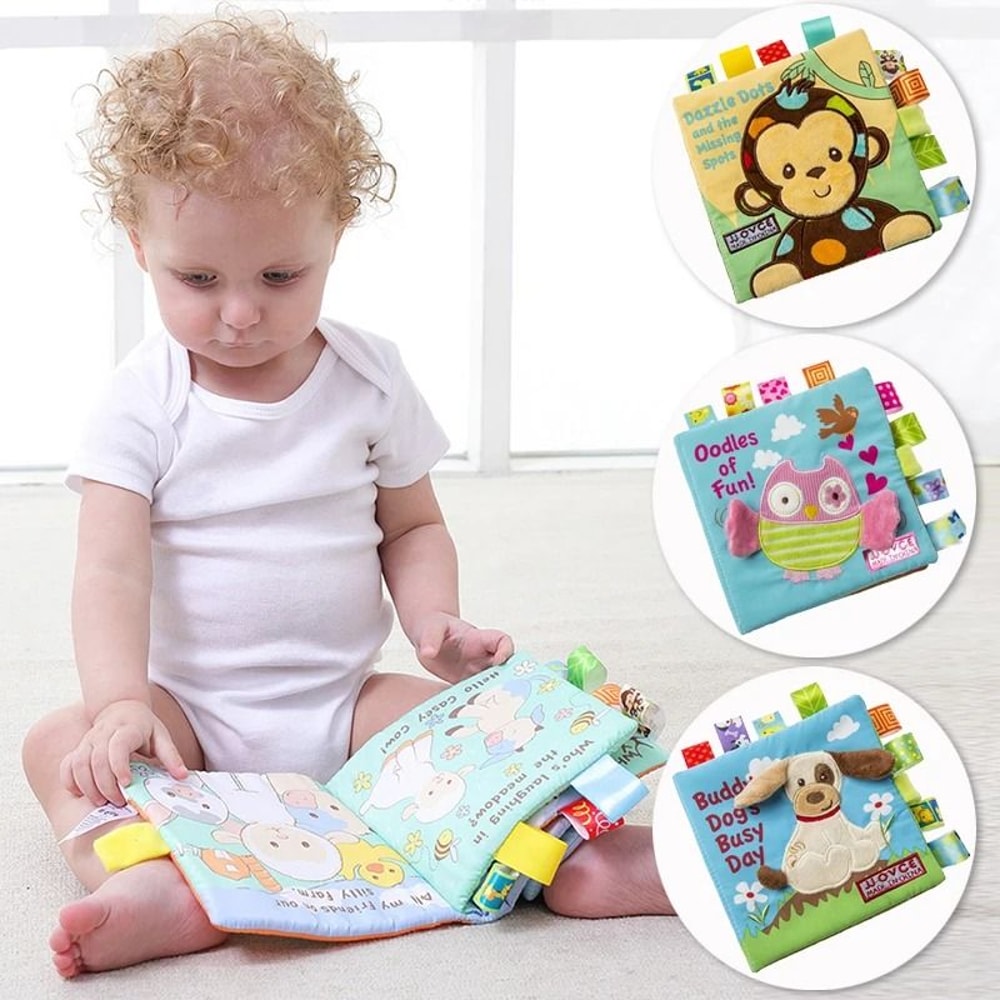 Animal Style Newborn Baby Learning Educational Cloth Books Cute Fabric Rattle Toy 0