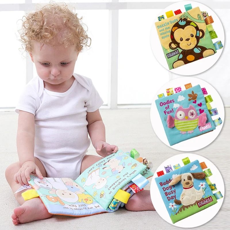 Animal Style Newborn Baby Learning Educational Cloth Books Cute Fabric Rattle Toy 0