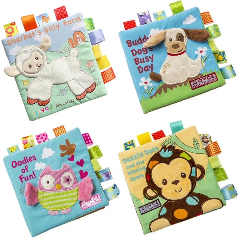 Animal Style Newborn Baby Learning Educational Cloth Books Cute Fabric Rattle Toy 1