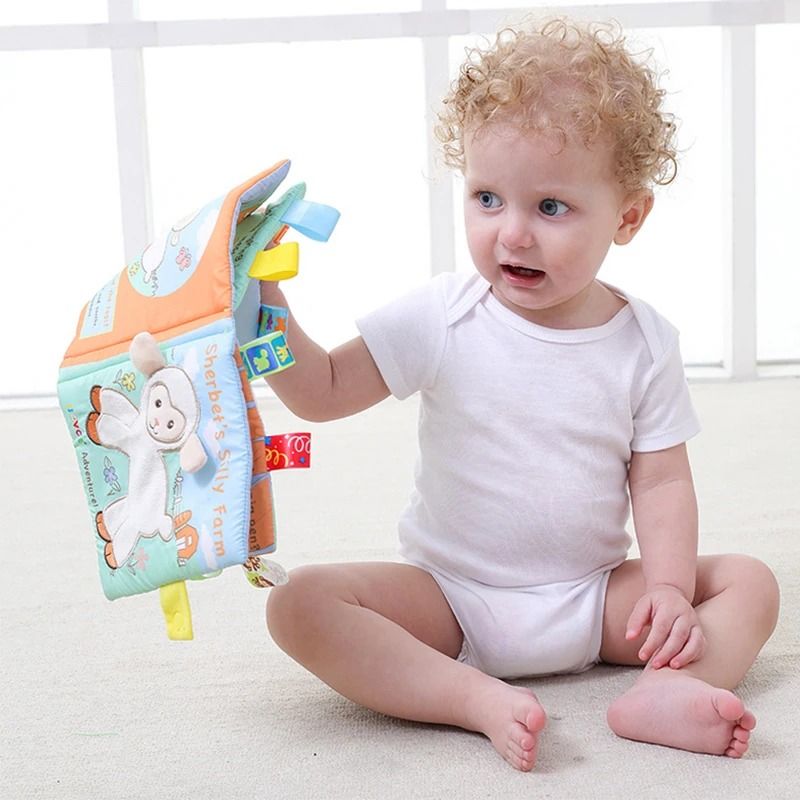 Animal Style Newborn Baby Learning Educational Cloth Books Cute Fabric Rattle Toy 2