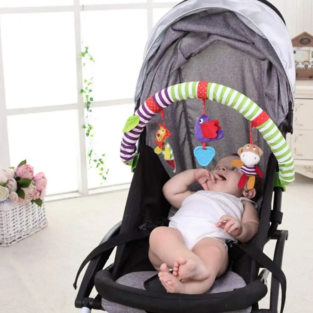 New Hanging Spiral Rattle Stroller Toy Soft Plush Crib Car Seat Lathe Activity Toy 3