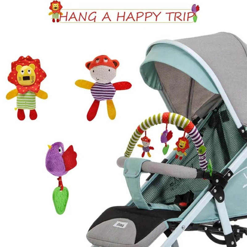 New Hanging Spiral Rattle Stroller Toy Soft Plush Crib Car Seat Lathe Activity Toy 4