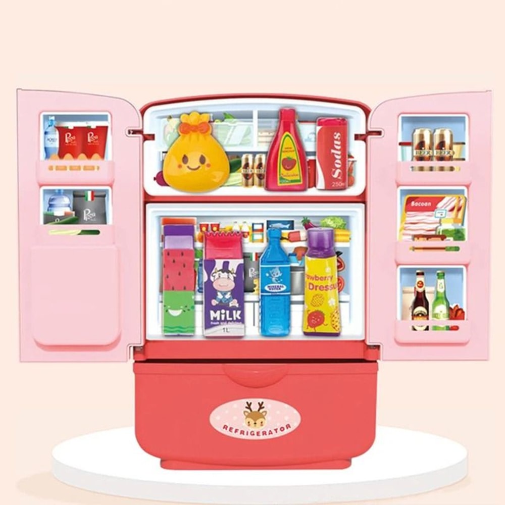 New Kids Toy Simulation Fridge Refrigerator Accessories Pretend Play Kitchen Set 3