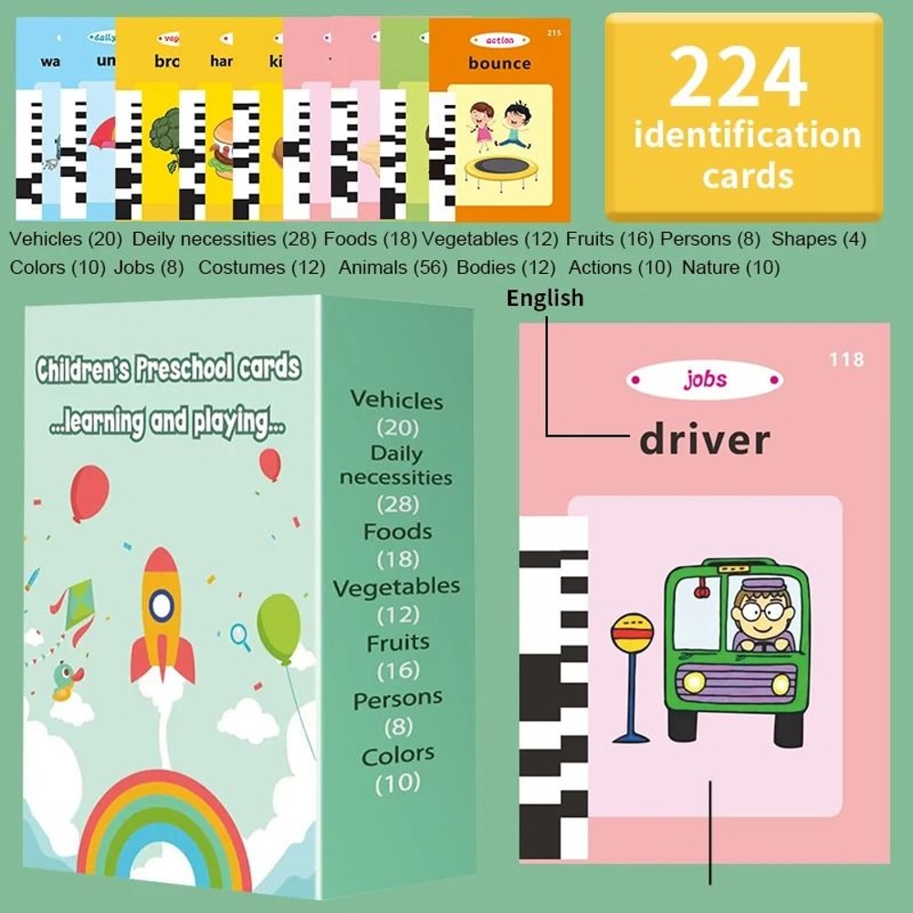 Kids Toddler Talking Flash Cards 224 Sight Words Montessori Sensory Toys 3