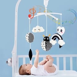 animal music box black and white bed bell toy baby crib rattle for newborns
