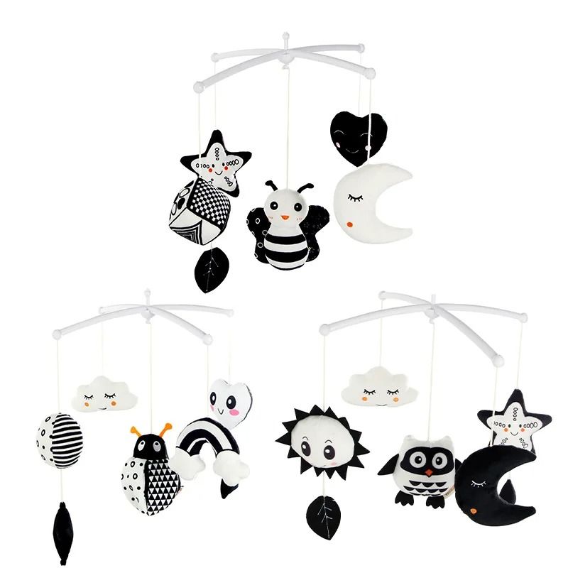Animal Music Box Black And White Bed Bell Toy Baby Crib Rattle For Newborns 1