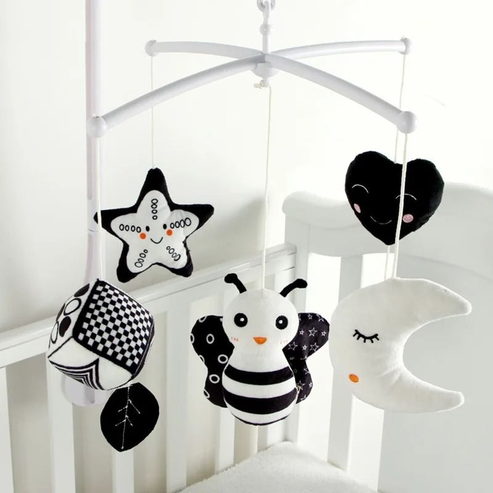 Animal Music Box Black And White Bed Bell Toy Baby Crib Rattle For Newborns 2