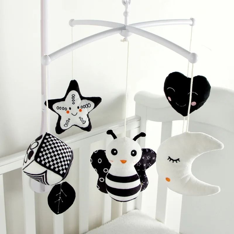 Animal Music Box Black And White Bed Bell Toy Baby Crib Rattle For Newborns 2