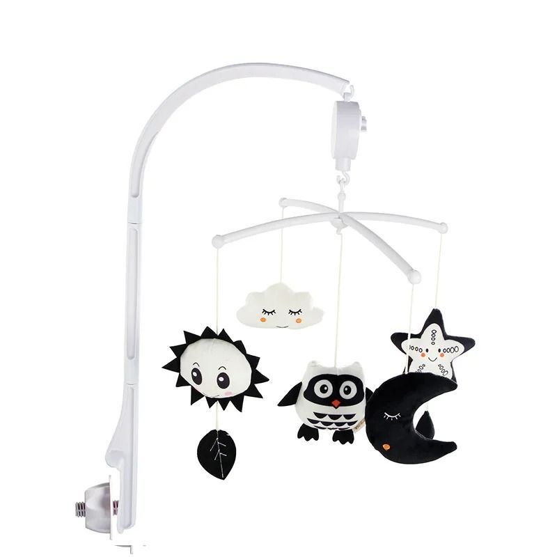 Animal Music Box Black And White Bed Bell Toy Baby Crib Rattle For Newborns 5