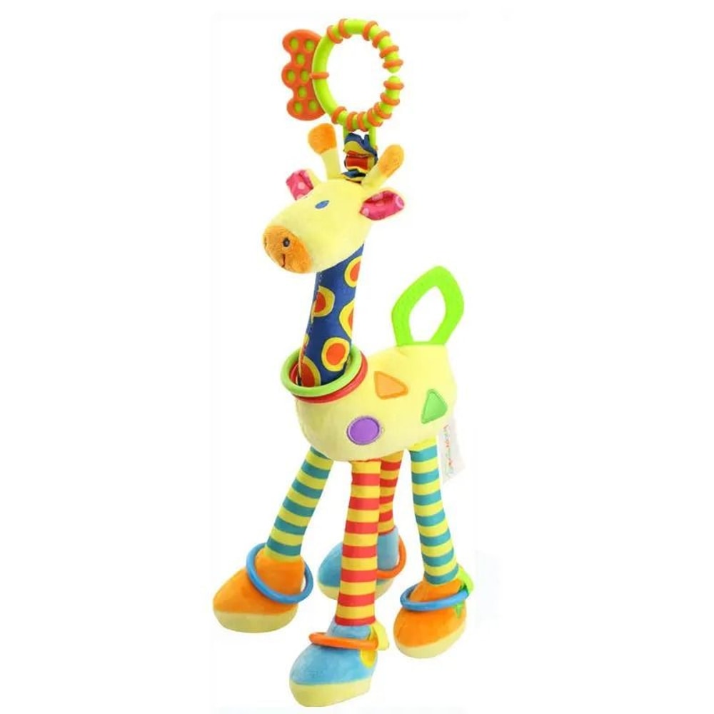 New Soft Cute Giraffe Animal Handbells Rattles Plush Infant Handle Toy With Teether 6