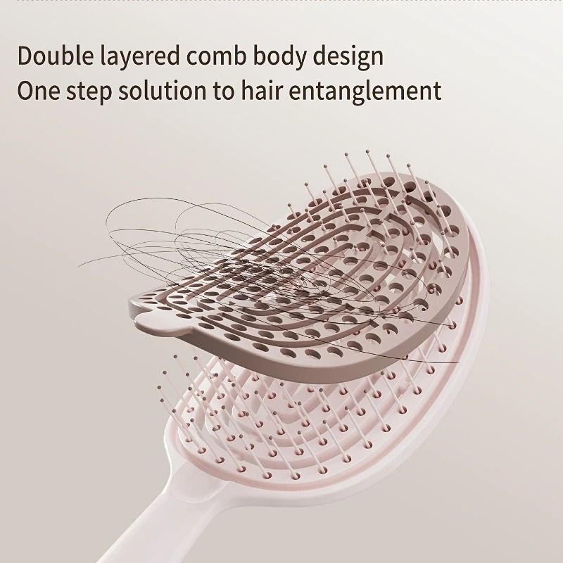 Fashionable Womens Portable Hair Comb HollowOut Minimalist Scalp Massage Brush 1