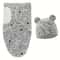 1pc Baby Swaddle Set With Hat UltraSoft Gray Star Cloud Moon Patterns 4