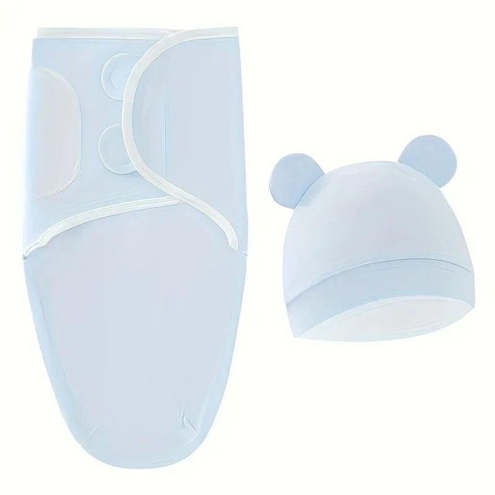 1pc Baby Swaddle Set With Hat UltraSoft Gray Star Cloud Moon Patterns 5