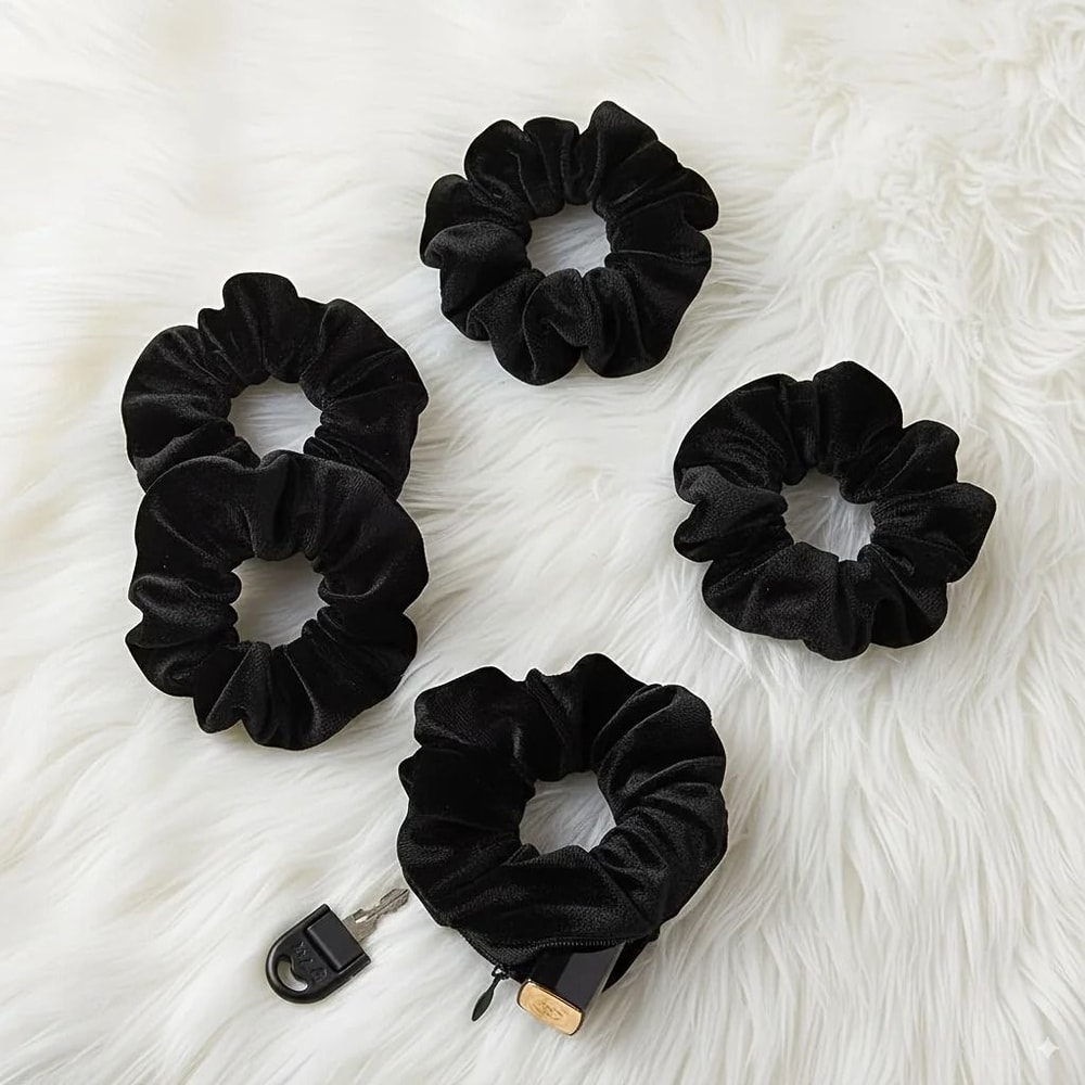 1pc Portable Hidden Safe Secret Hair Tie Discreet Zipper Storage Scrunchie 2