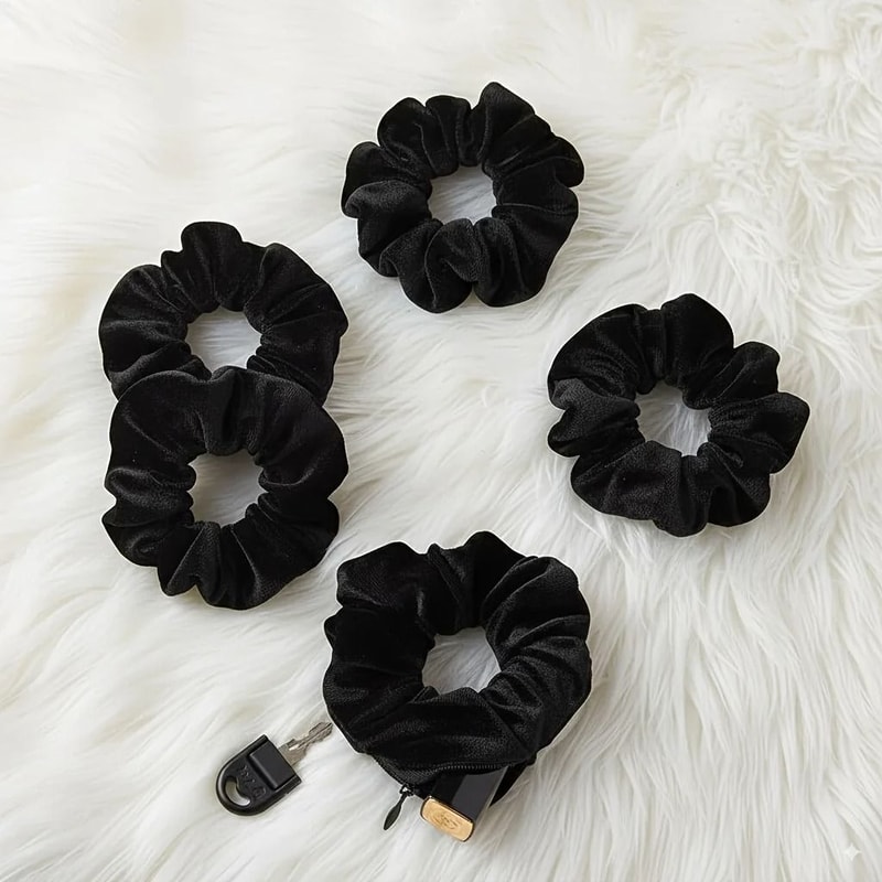 1pc Portable Hidden Safe Secret Hair Tie Discreet Zipper Storage Scrunchie 2