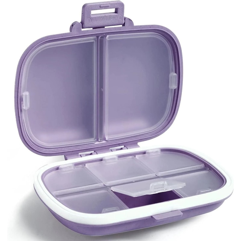 8 Grids Wheat Straw Travel Pill Box Sealed MoistureProof Medication Organizer 6