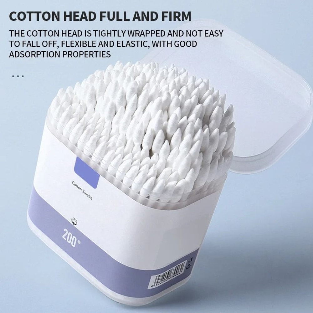 200Count Pure Cotton DoubleEnded Makeup Cotton Swabs Precision Cleaning Gentle Removal 1
