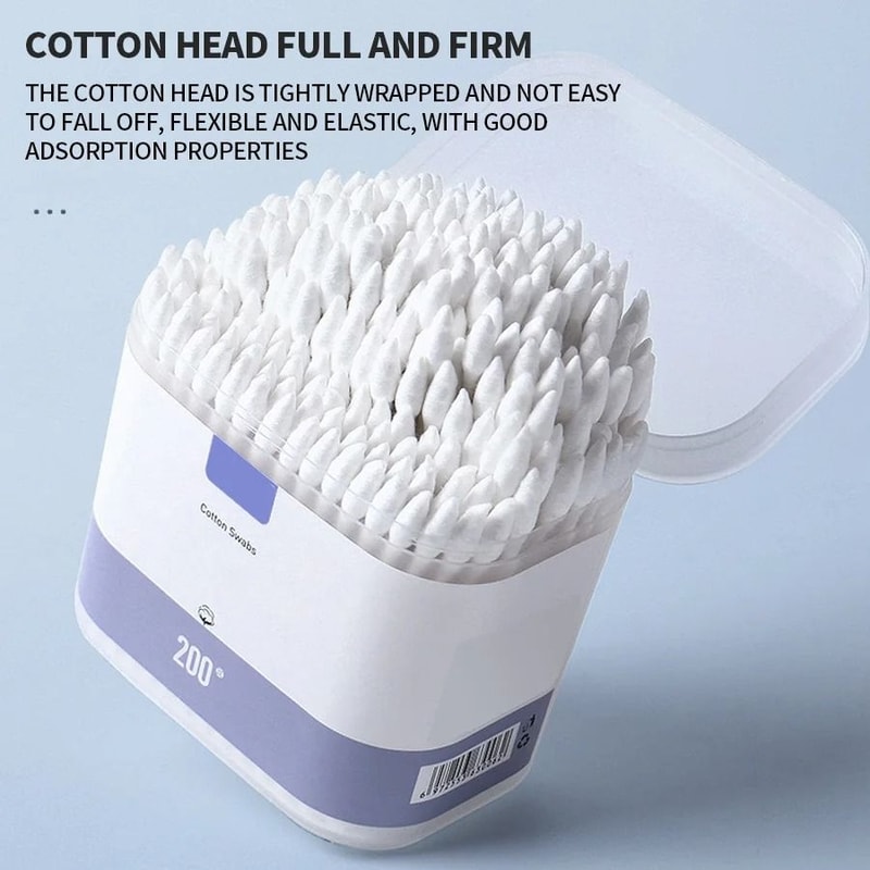 200Count Pure Cotton DoubleEnded Makeup Cotton Swabs Precision Cleaning Gentle Removal 1