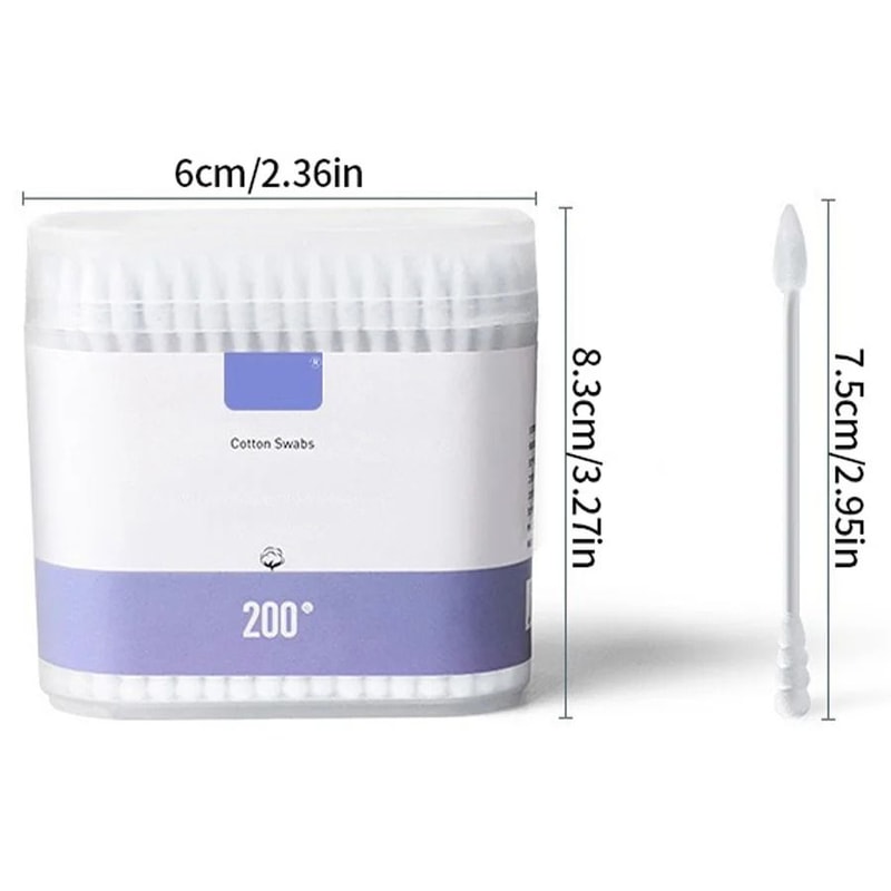 200Count Pure Cotton DoubleEnded Makeup Cotton Swabs Precision Cleaning Gentle Removal 5